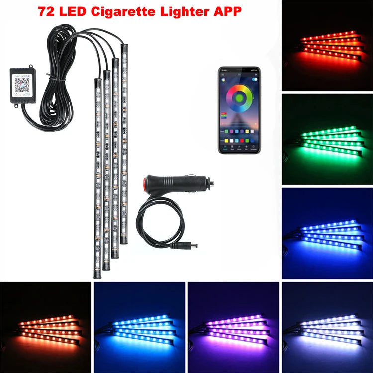 רצועות LED ניאון לרצפת הרכב RGB עם שלט / אפליקציה