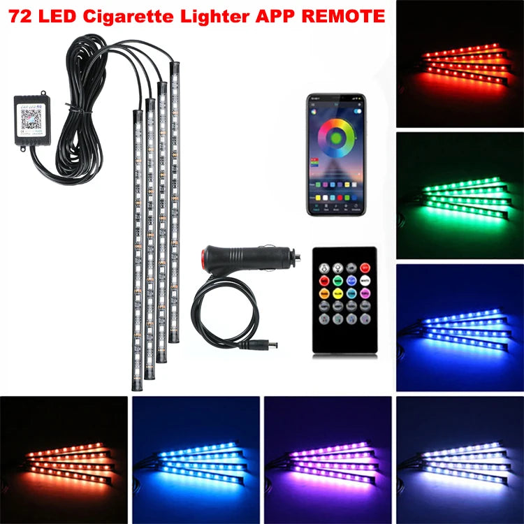 רצועות LED ניאון לרצפת הרכב RGB עם שלט / אפליקציה