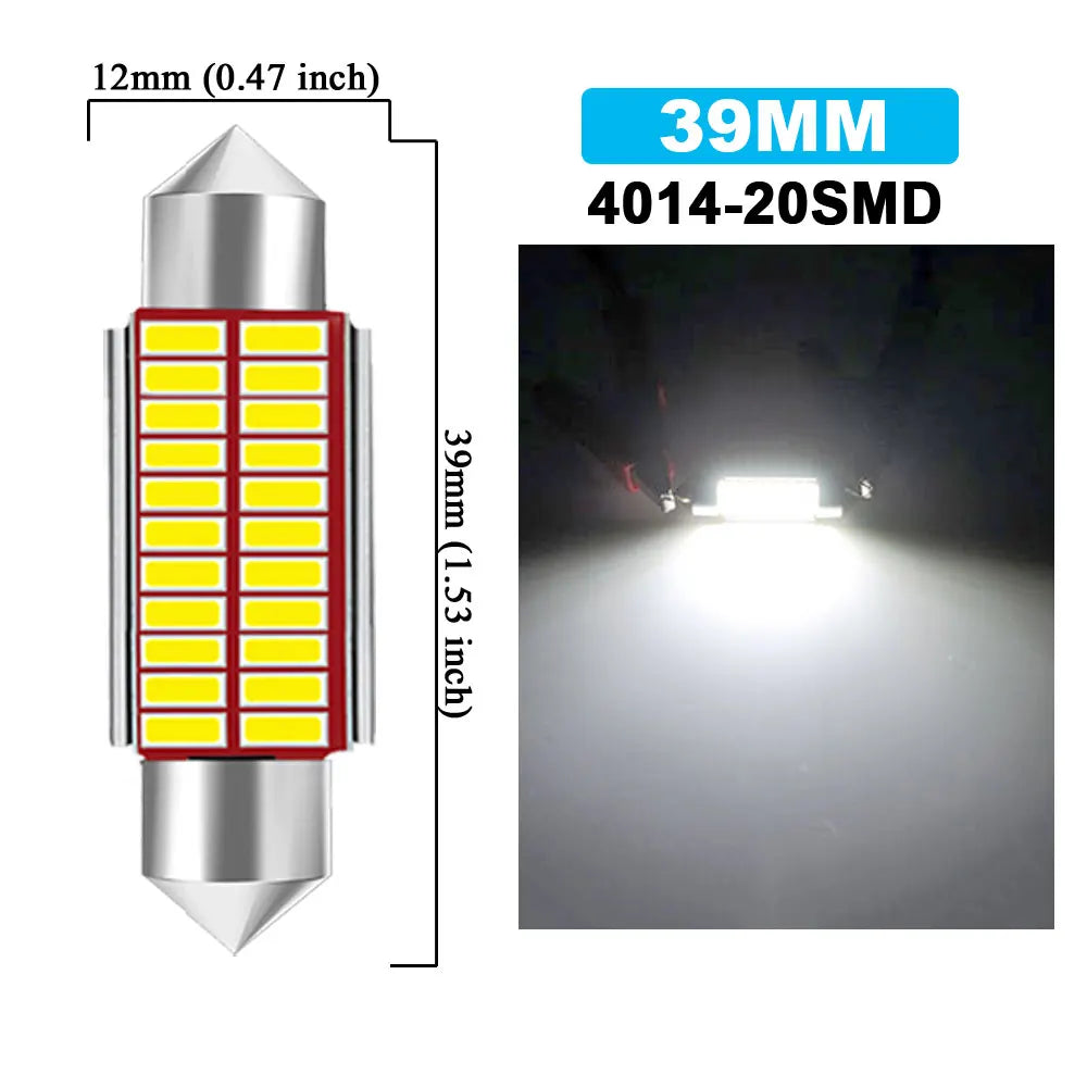 נורות LED Festoon לרכב 31/36/39/41 מ"מ Canbus (2/10 יחידות)