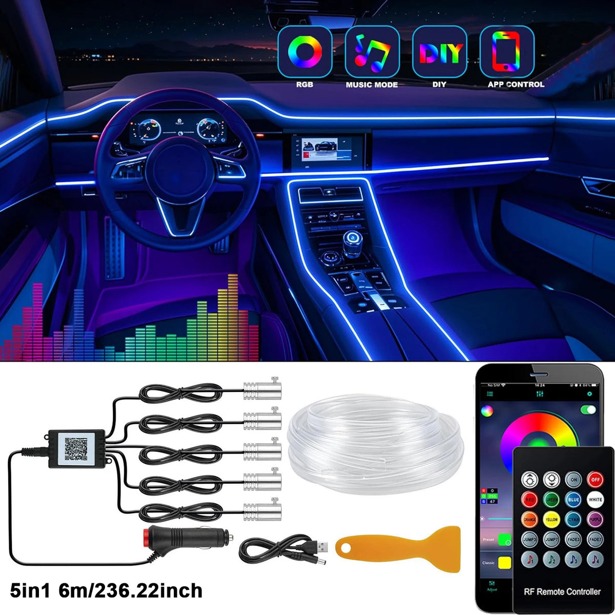 רצועות תאורת אווירה LED לרכב