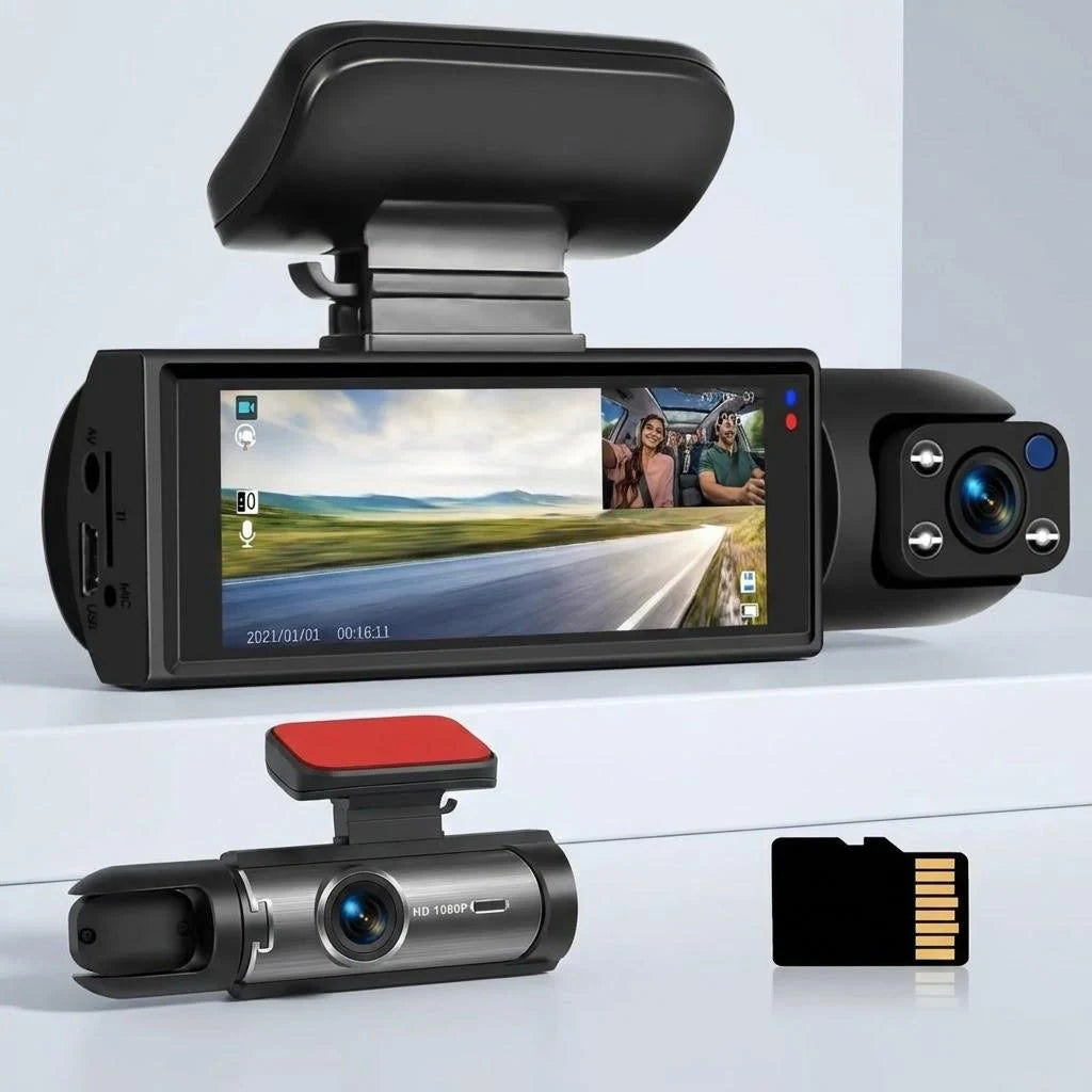 מצלמת דרך דואלית 1080P קדמית + פנימית