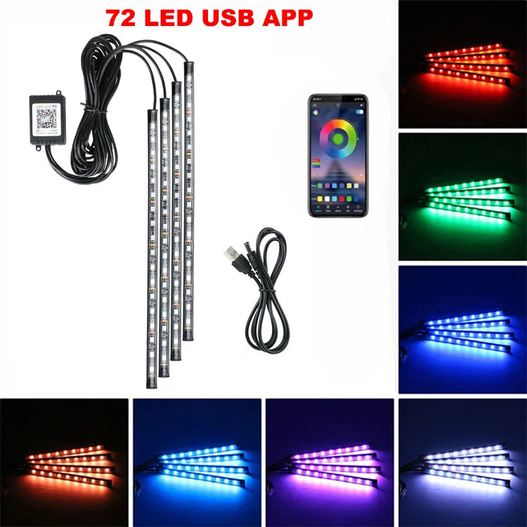 רצועות LED ניאון לרצפת הרכב RGB עם שלט / אפליקציה