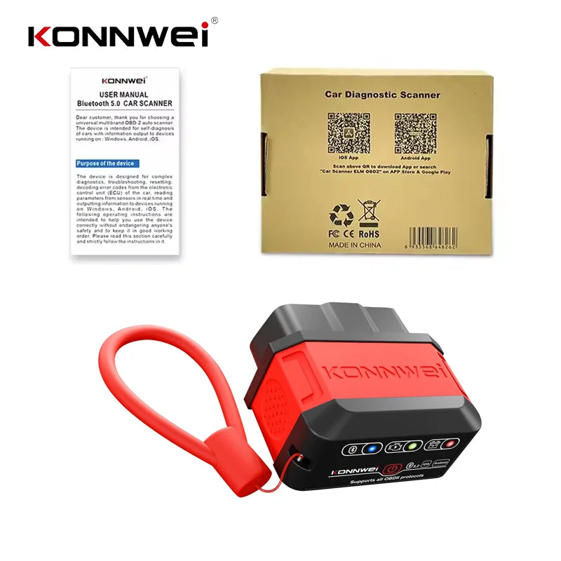 2026 KONNWEI KW906 OBD2 Car Engine System Diagnostic Tool Scanners Bluetooth5.0 for Android/IOS ELM 327 Code Reader Pic18F25K80
