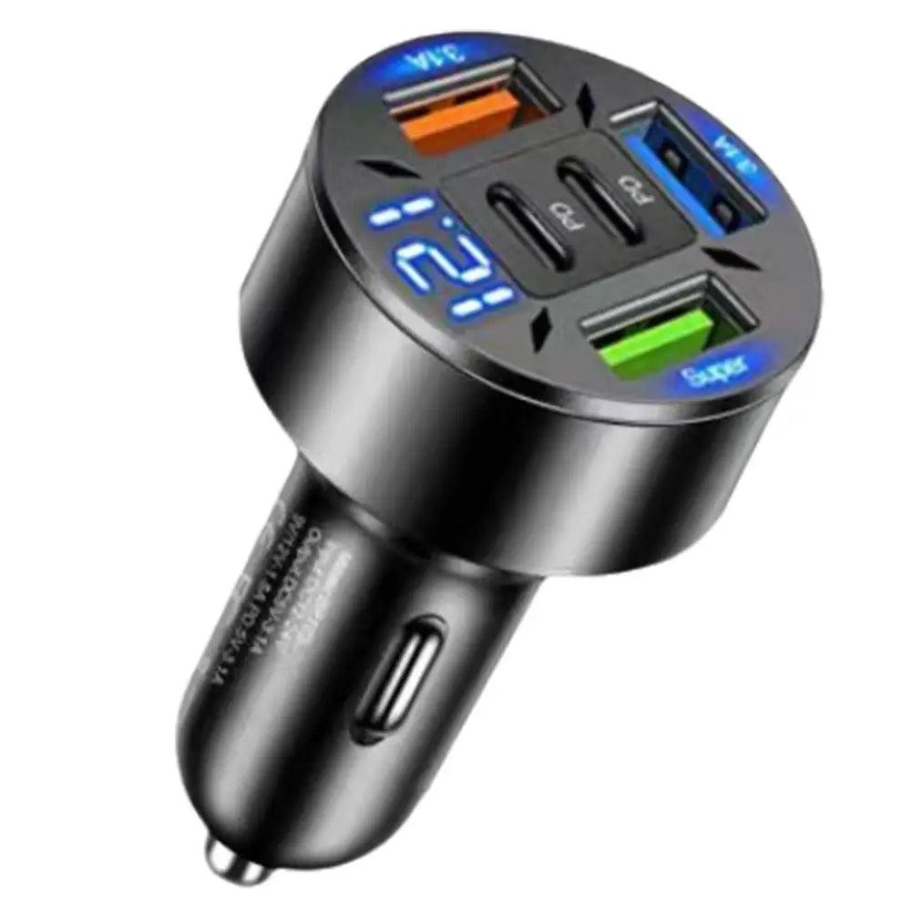 מטען מהיר לרכב עם ארבע יציאות USB