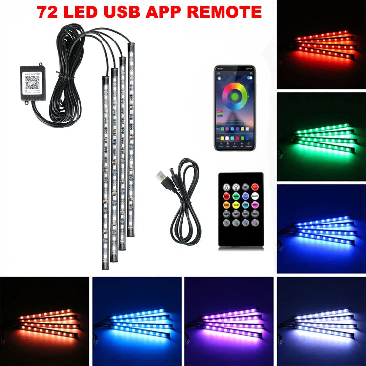רצועות LED ניאון לרצפת הרכב RGB עם שלט / אפליקציה