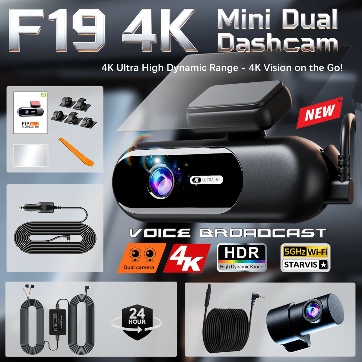 מצלמת דרך 4K UHD עם WiFi ומצב חניה