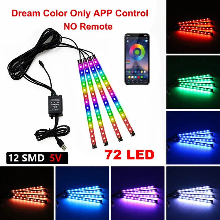 רצועות LED ניאון לרצפת הרכב RGB עם שלט / אפליקציה
