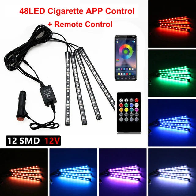 רצועות LED ניאון לרצפת הרכב RGB עם שלט / אפליקציה