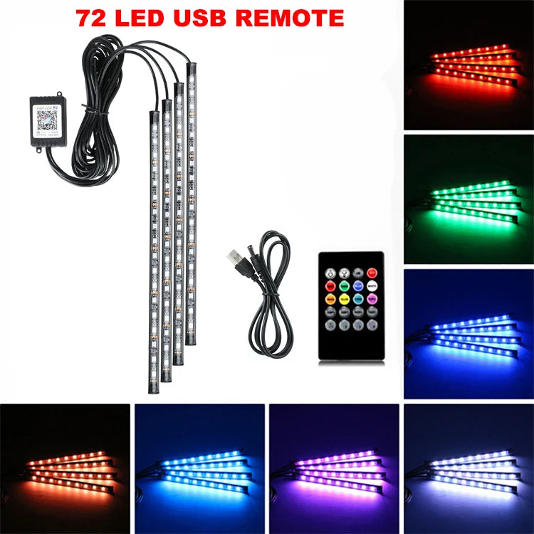 רצועות LED ניאון לרצפת הרכב RGB עם שלט / אפליקציה