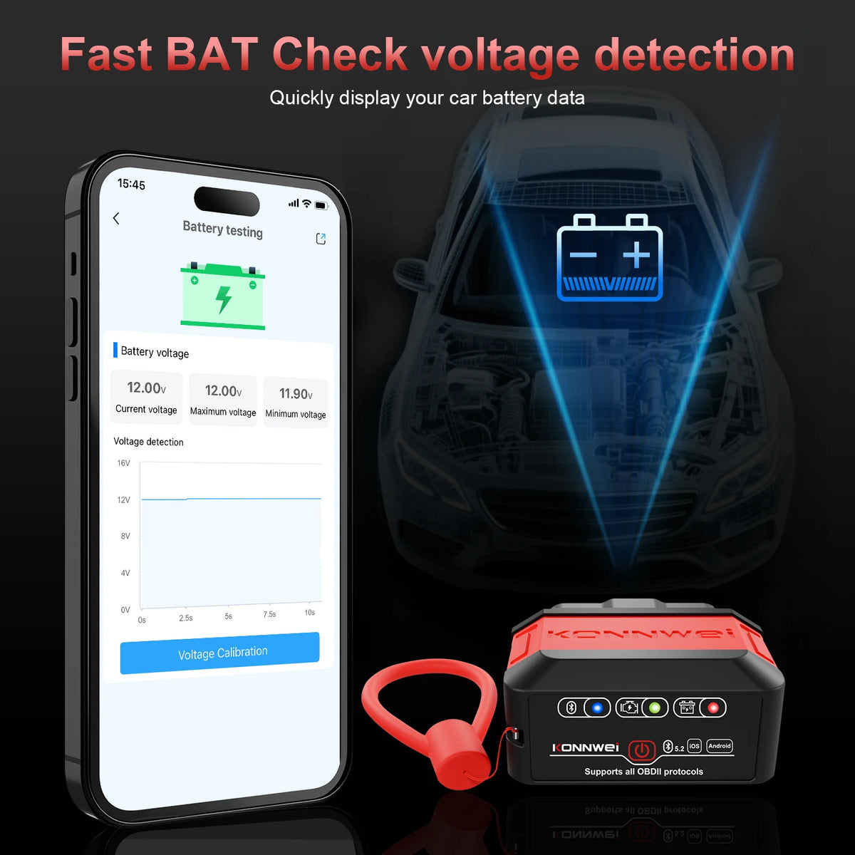2026 KONNWEI KW906 OBD2 Car Engine System Diagnostic Tool Scanners Bluetooth5.0 for Android/IOS ELM 327 Code Reader Pic18F25K80