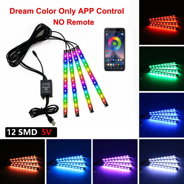 רצועות LED ניאון לרצפת הרכב RGB עם שלט / אפליקציה