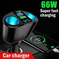 מפצל מצית לרכב עם מטען USB מהיר 120W