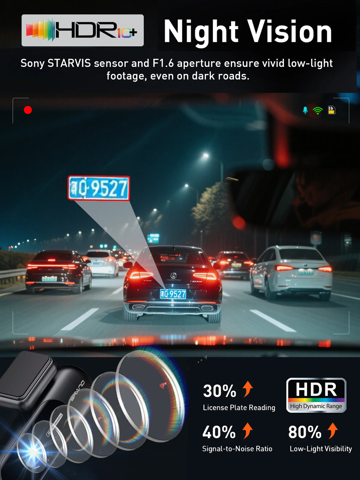 מצלמת דרך 4K UHD עם WiFi ומצב חניה