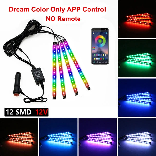 רצועות LED ניאון לרצפת הרכב RGB עם שלט / אפליקציה