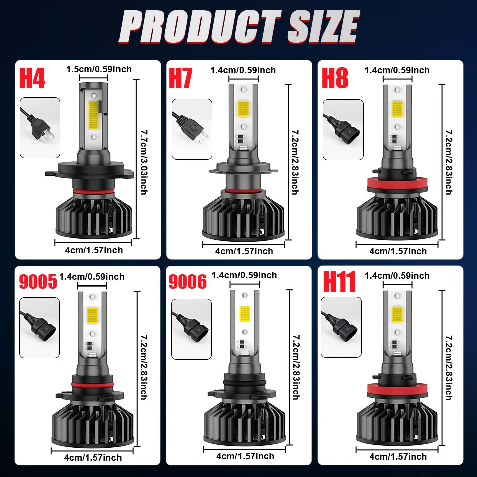 H7 H4 LED Lights 4300K 6000K 5000K H7 H4 LED Mini Car Headlight Bulb Canbus Error Free H11 H8 9005 9006 HB3 HB4 Auto Car Lamps