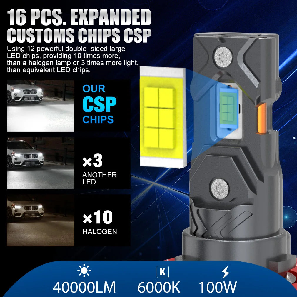 XSTORM H11 LED Headlights Canbus 9005 9006 LED Fog Lights for Car 40000LM 100W 6000K  Auto Fogs Headlights Driving Lights