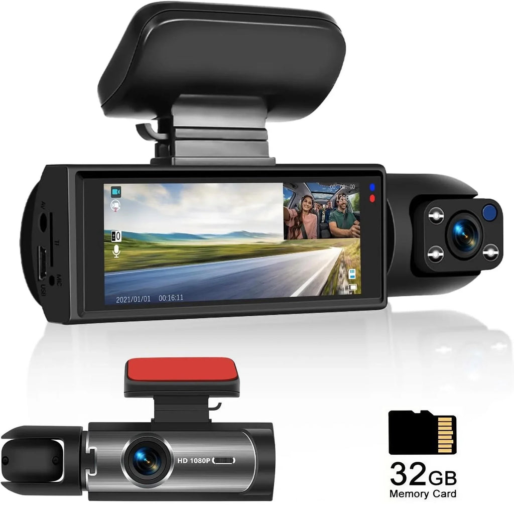 מצלמת דרך דואלית 1080P קדמית + פנימית