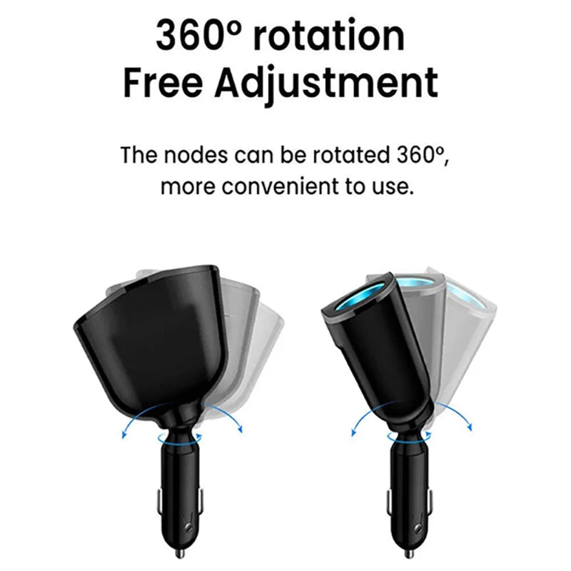 מפצל מצית לרכב עם מטען USB מהיר 120W
