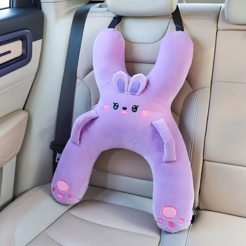 Car Neck Pillow with Seat Belt Safety Sleep Kids Aid Prevent Leaning Head Back Seat Sleeping Comfort During Long Distance Travel