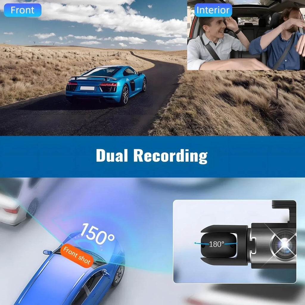 מצלמת דרך דואלית 1080P קדמית + פנימית
