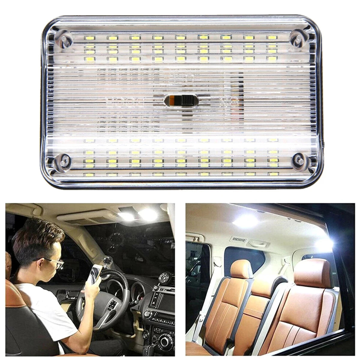 נורת LED לתקרת הרכב עם 36 לדים ומתג On/Off