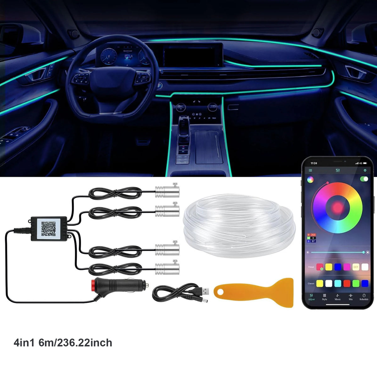 רצועות תאורת אווירה LED לרכב