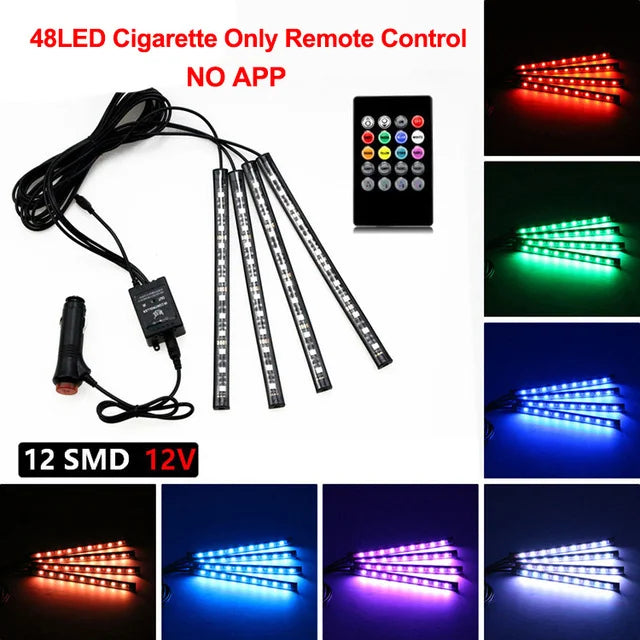 רצועות LED ניאון לרצפת הרכב RGB עם שלט / אפליקציה