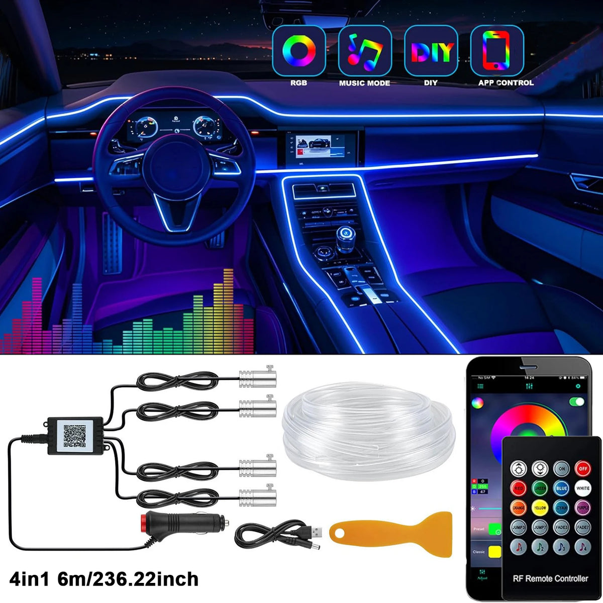 רצועות תאורת אווירה LED לרכב